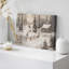 Hiver, campagne rustique, Noël, cerf, pin, forêt, décor de vacances, impression sur toile encadrée-107118139-107118145