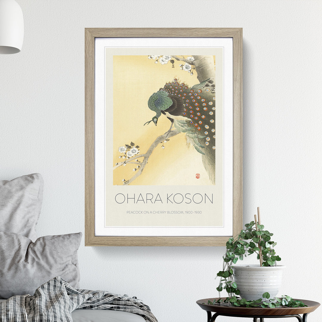 Peacock on a Cherry Blossom Tree by Ohara Koson - Picture Frame Painting