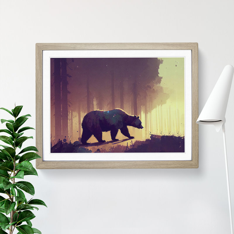 Bear Vol.3 - Single Picture Frame Print, Oak, 34cm H x 46cm W x 2cm D