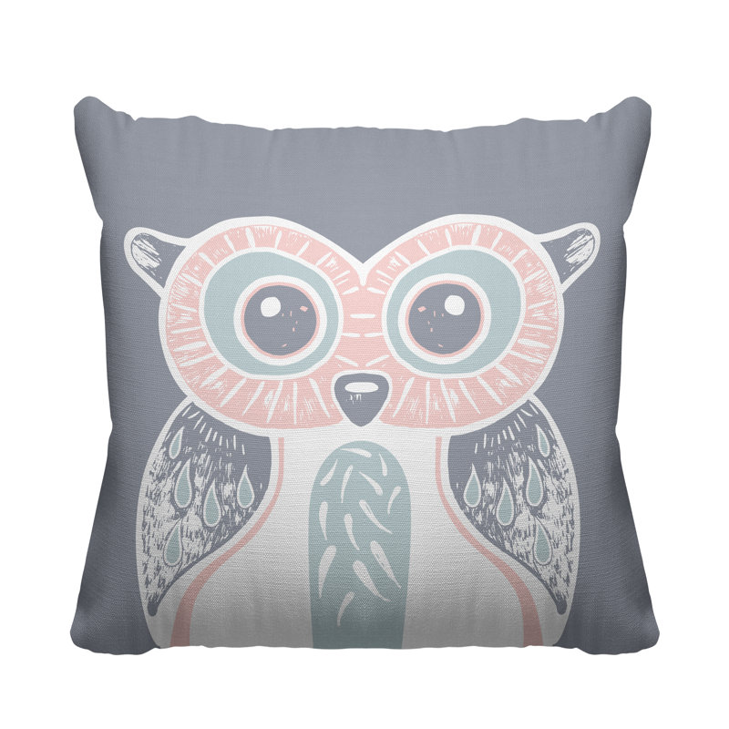 Coussin intérieur Addison Woodland Owl, L 17 po x H 17 po, Gris