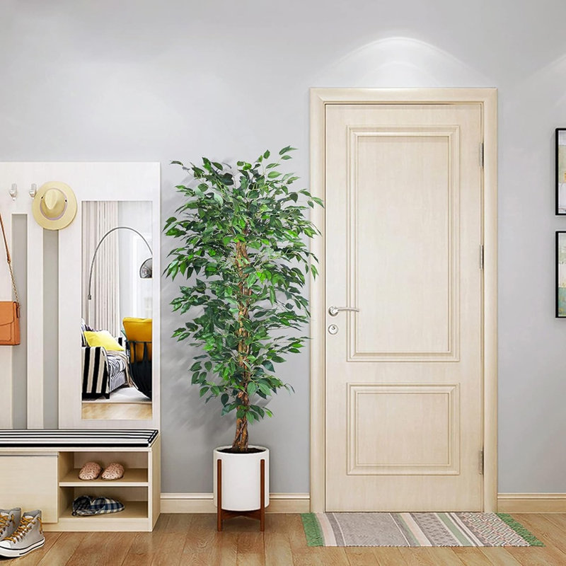 Ficus artificiel en soie artificielle, H 43 po x l 9 po x P 9 po
