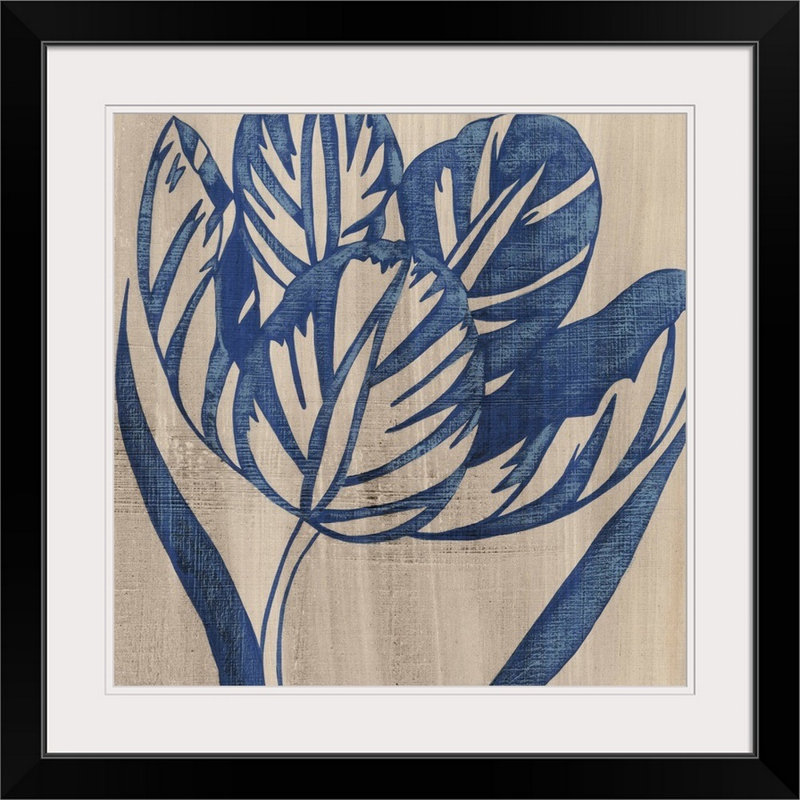 «Indigo Tulip», reproduction d'art Chariklia Zarris, H 28 x l 28 po x P 1 po, Cadre noir