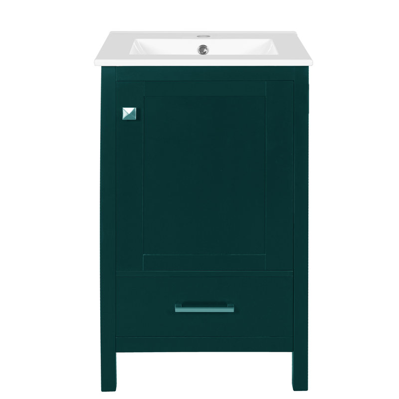 Meuble-lavabo simple 20 po avec comptoir en céramique, Vert