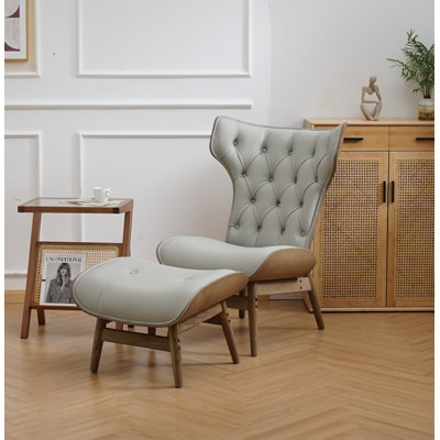 Jeyshan Upholstered Tufted Wingback Chair and Ottoman