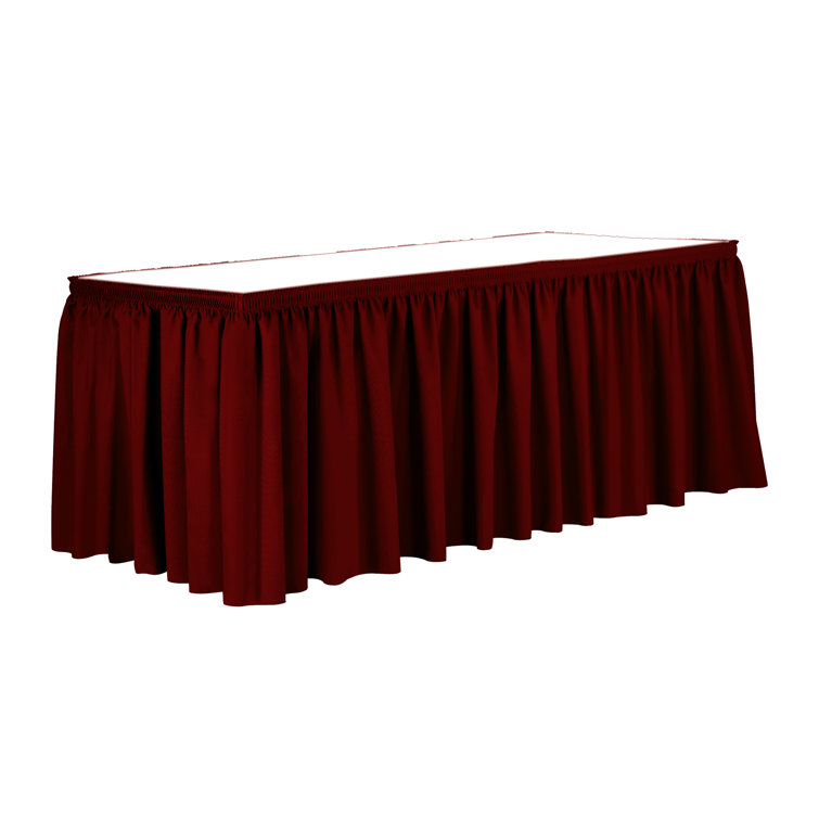 Ultimate Textile 7 Ft. Shirred Pleat Polyester Table Skirt - 42" Bar Height, Cobalt Blue