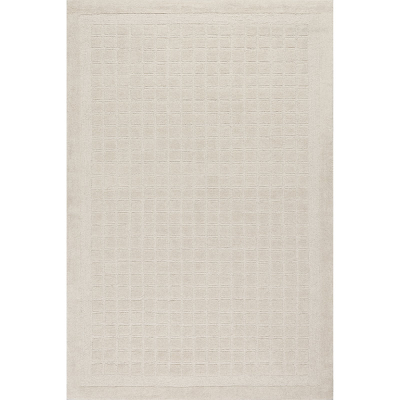 Fritz Checkered Wool Area Rug, Rectangle 6' x 9'