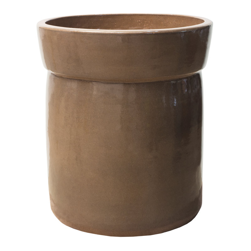 Azov Taupe Brown 22" Round Handmade Ceramic Planter