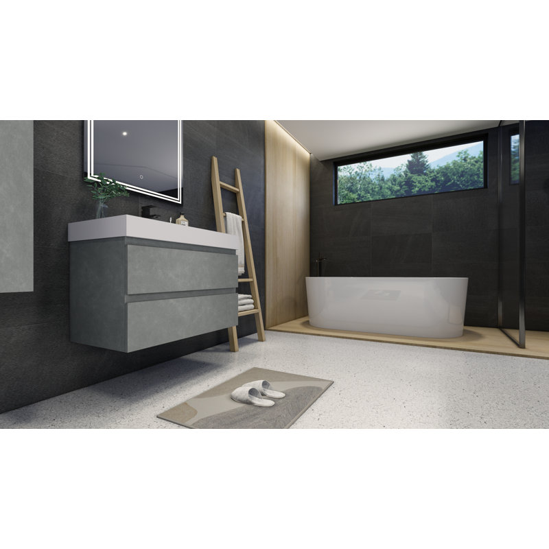 Ensemble de meuble-lavabo simple mural 36 po Mitul, Gris ciment