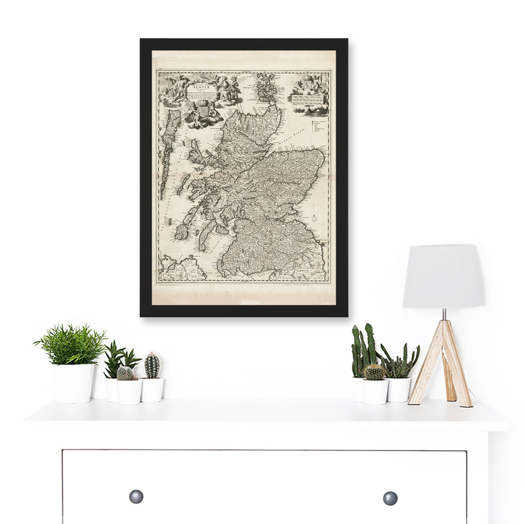 Visscher 1689 Antique Pictorial Map Kingdom Scotland UK - Single Picture Frame Print