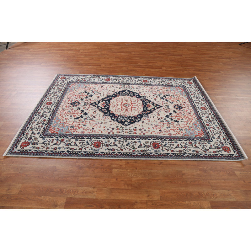 Tapis oriental en laine Kashan Mohtasham noué à la main 5 x 7
