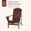 Chaise Adirondack en bois classique avec porte-gobelet et dossier à lattes
