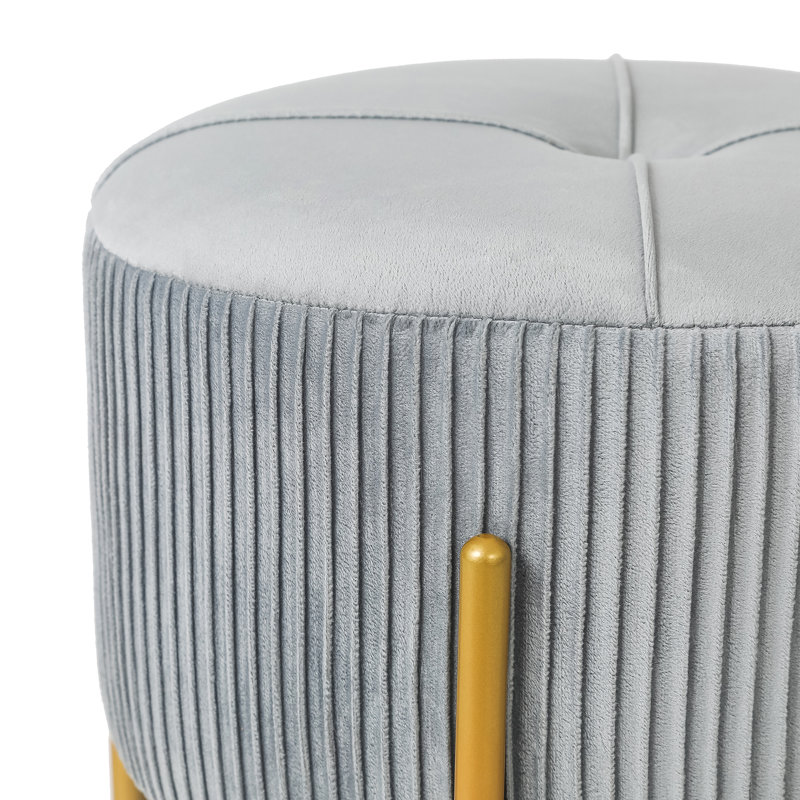 Rondella Velvet Ottoman, Gray Velvet