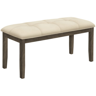 Banc rectangulaire de 44 po: salle à manger, cuisine, espace de vie. Revêtement crème, bois gris. Robuste et tendance. Assemblage facile inclus. Élégant banc de 44,5 po x 16,32 po x 20 po avec revêtement - bois, convient