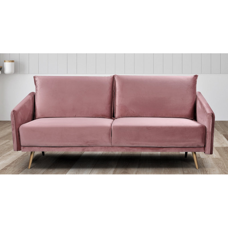 Canapé à accoudoirs carrés en velours de 72,83 po Darby, Velours rose