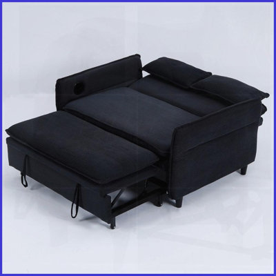 65.74-Inch Striped Fabric Convertible Sofa Bed with Adjustable Armrests &amp; Backrest - Ideal for Living Rooms &amp; Bedrooms