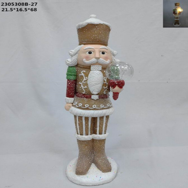 LED Lighted Glitter Christmas Nutcracker - 27", Brown/White