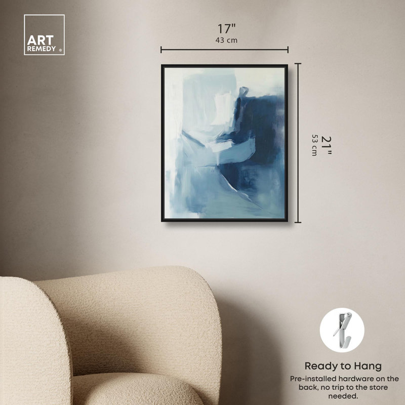 «Glacial Reflections I», toile par Art Remedy, H 21 po x l 17 po, Cadre flottant noir
