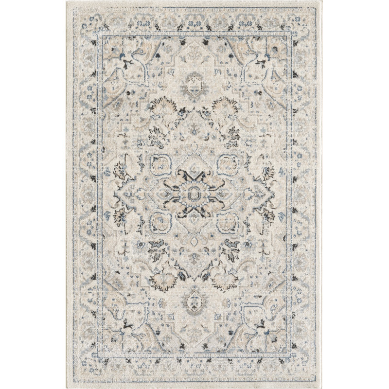 Oriental Performance Traditional Vintage Area Rug in Blue/Beige/Cream, Rectangle 4' x 6'
