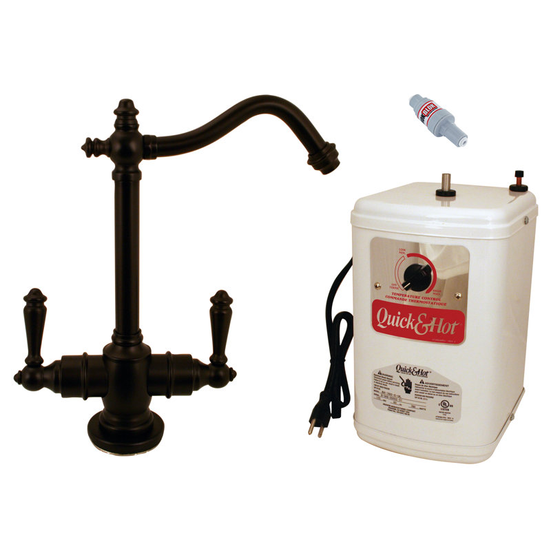 Robinet distributeur d'eau chaude et froide à 2 poignées Victorian 9 po avec réservoir de chauffage instantané, Bronze huilé