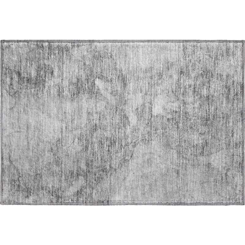 Tapis gris Prisco lavable à la machine de qualité supérieure, Rectangle 1 pi 8 po x 2 pi 6 po