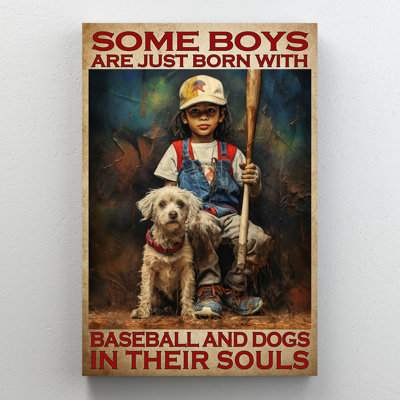 Born With Baseball And Dogs - 1 Piece Rectangle Gr " Some Boys Are Just Born With Baseball And Dogs "