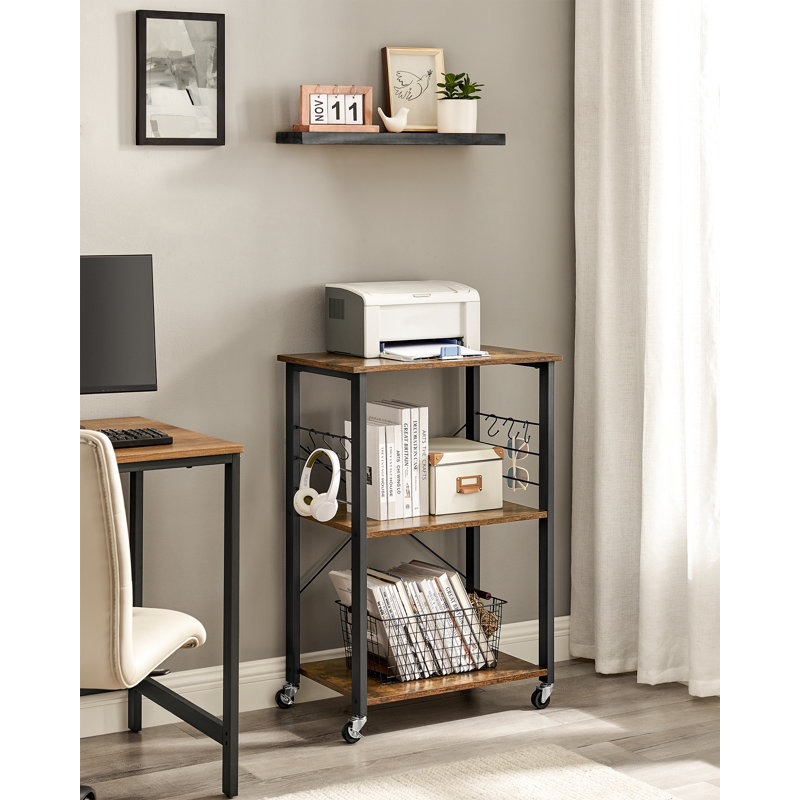 Drew 23.6 " W Kitchen Island, Rustic Brown/Black