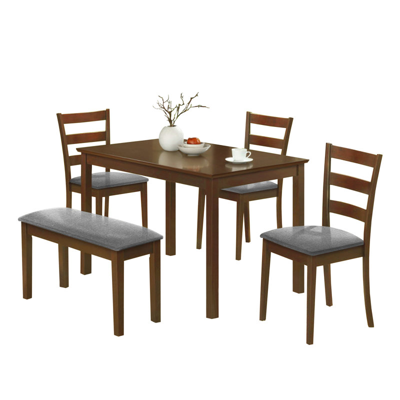 Four Leg Dining Set, Gray/Brown