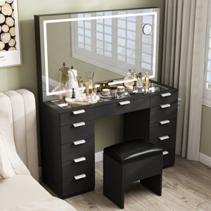 https://assets.wfcdn.com/im/84482885/resize-h300-w300%5Ecompr-r85/2820/282074481/Ramayo+Vanity+Mirror+with+LED+Light+with+11+Drawers+and+Hairdryer+Holder.jpg