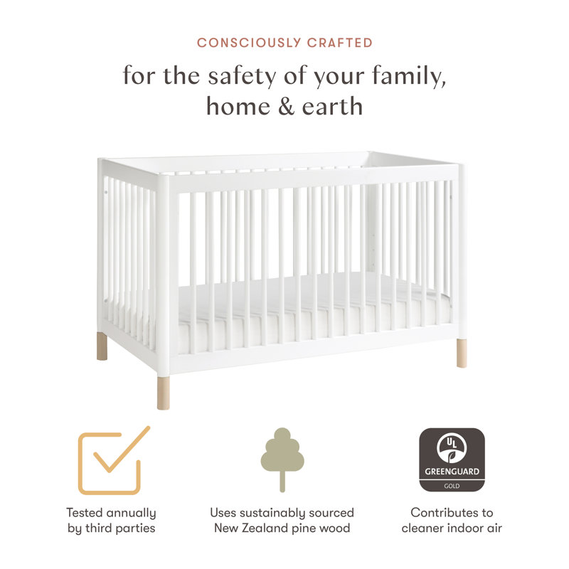 Gelato 4-in-1 Convertible Crib, White/Washed Natural