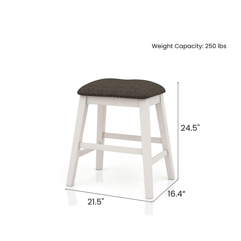 Set Of 2Pc Counter Height Stool Off White Dark Gray Finish Transitional Style Padded Fabric Seat Padded Fabric Contoured Seat(Only Dining Chairs)