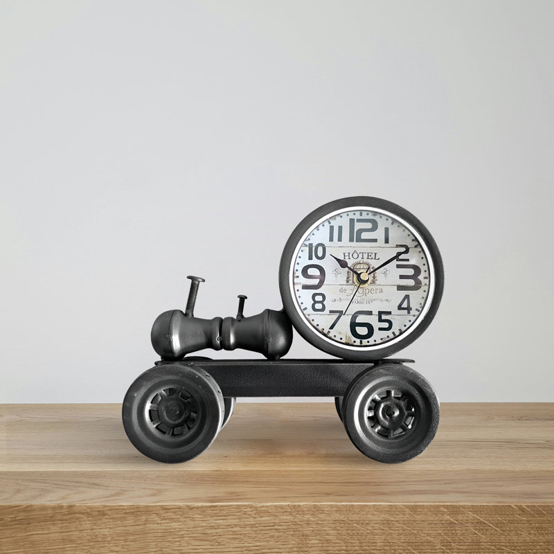 Analogue Metal Battery Tabletop Clock Black