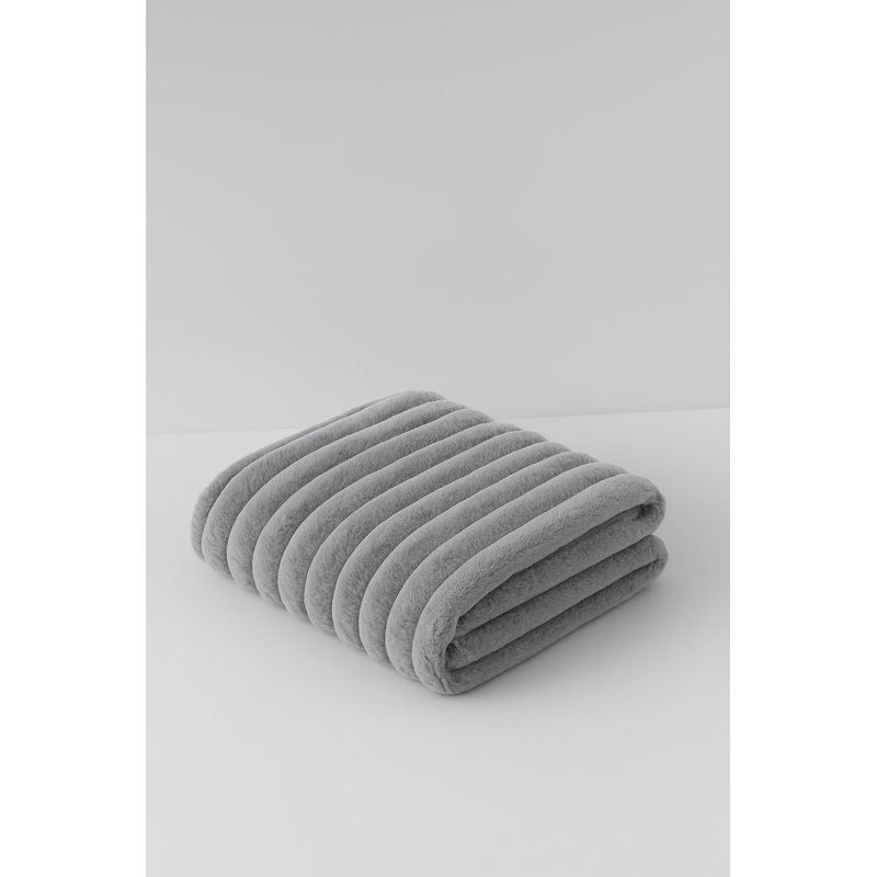 Ribbed Throw Blanket, Silver