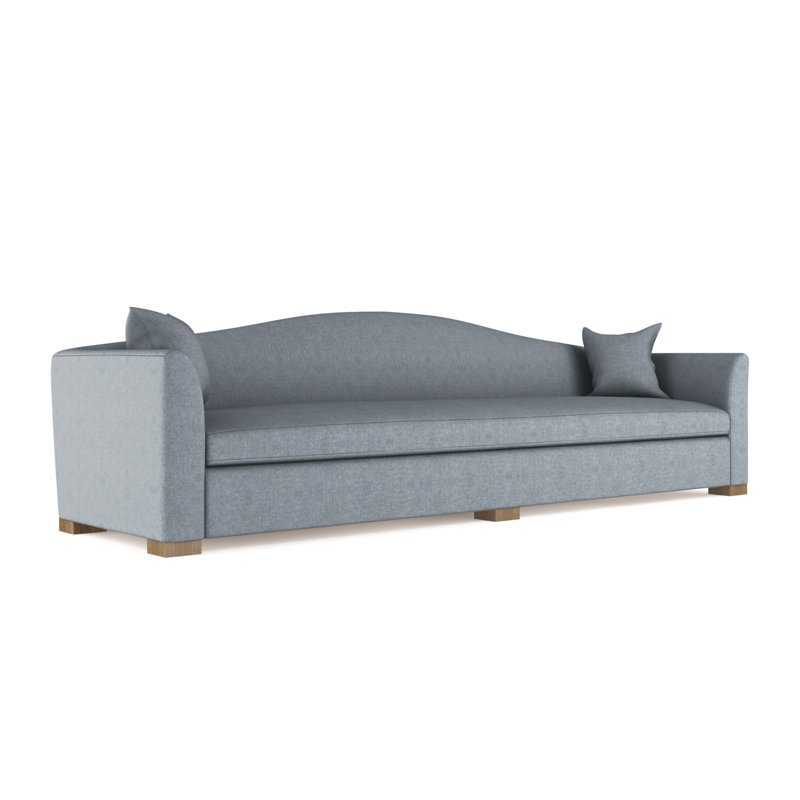Canapé extra long Horatio Camelback Taper, H 33 po x l 120 po x P 36 po, Patiné, Brume moelleuse en velours