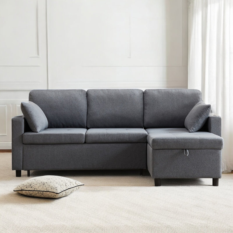 Azer 3 Seater Fabric Sofa Bed, Grey