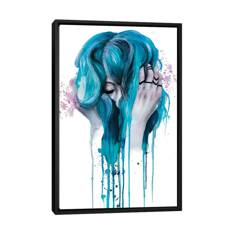 « qui i a utilisé », reproduction sur toile, H 26 po x l 18 po x P 1,5 po, Toile avec cadre noir, Pas de tapis