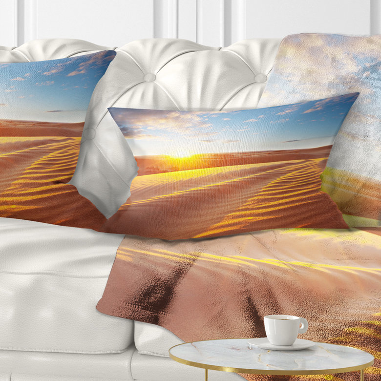 Coussin Desert Dunes Reflecting Sunset, 12 po x 20 po, Rectangulaire