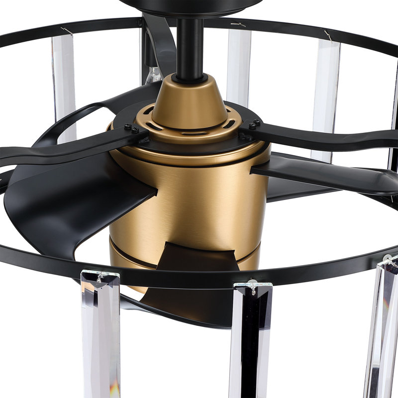 Ventilateur de plafond en cristal 26,7 po avec ensemble d'éclairage et télécommande Bavoryn