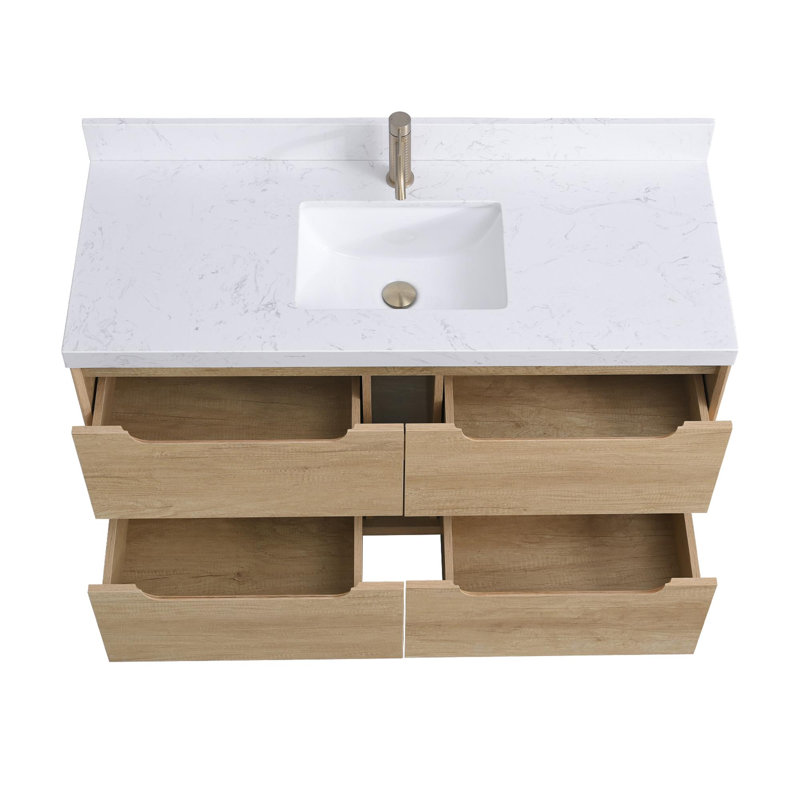 Meuble-lavabo mural avec lavabo et 2 tiroirs, 48