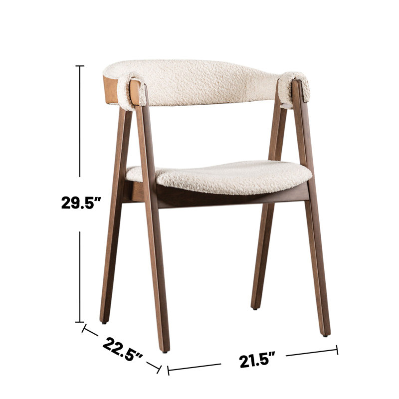 Ensemble de 2 chaises de salle à manger rembourrées Boucle en noyer et beige