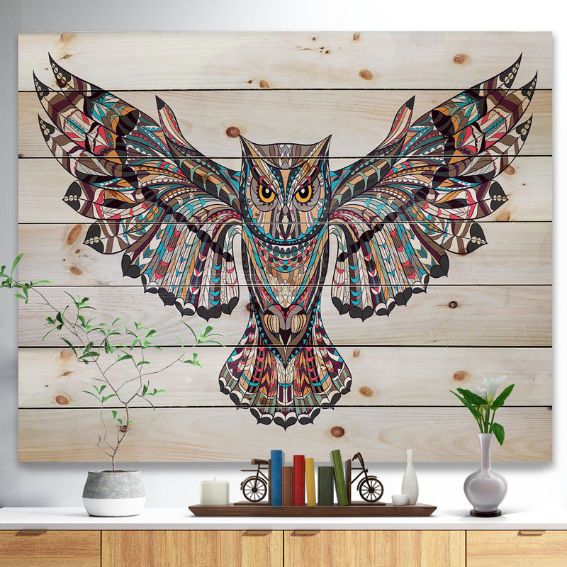 Animaux «Owl on the Grudge», impression, H 15 po x l 20 po x P 1 po, Bois