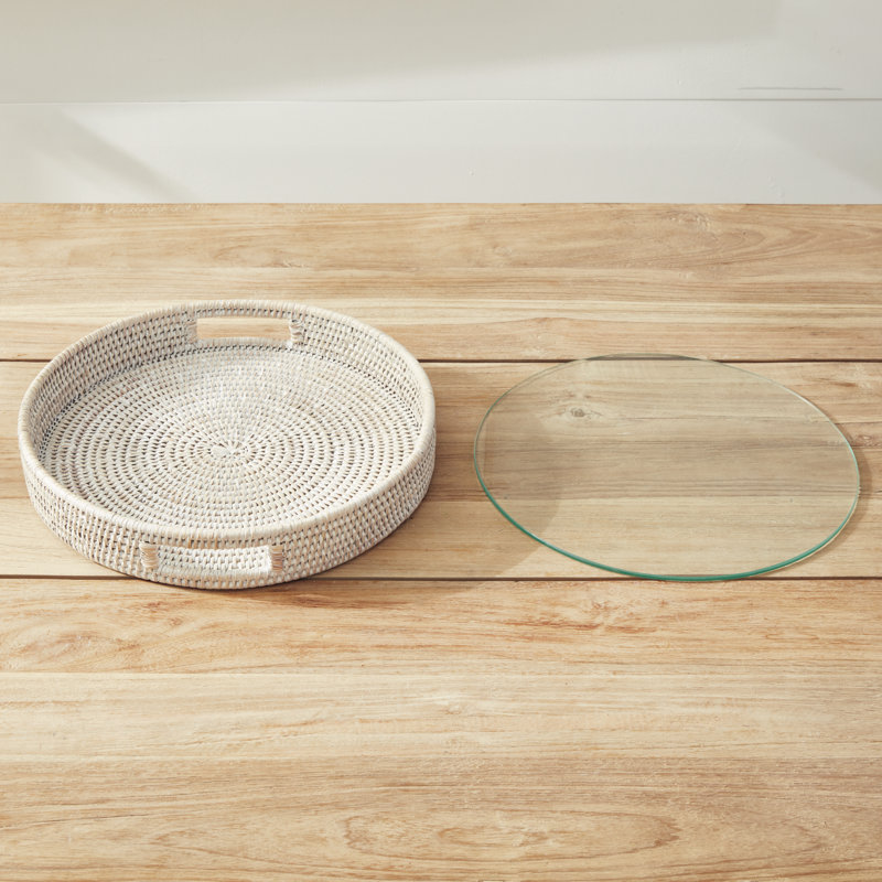 Mariska Round Glass Tray, Ivory