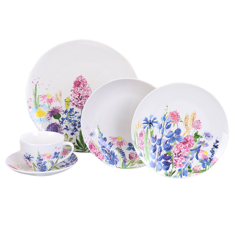 Summer Aquarelle Bone China Dinnerware Set 20 Piece - Service for 4