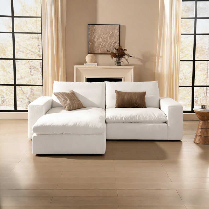 81" Loveseat Sofa with Ottoman, Wide & Deep Seat White Cloud Couch, Modular Loveseat Couches for Living Room