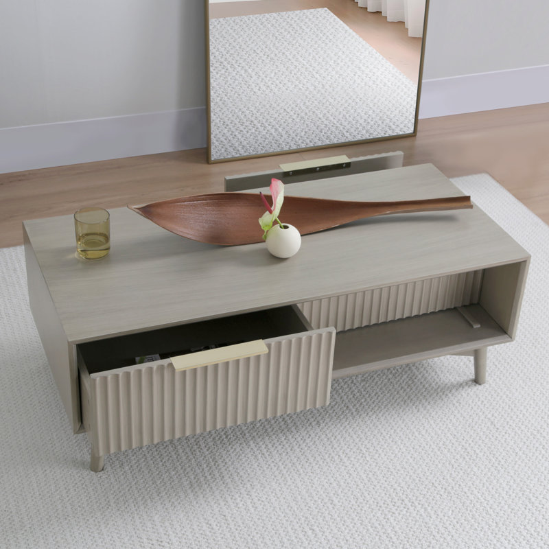 Four Leg Coffee Table with Storage, Grey