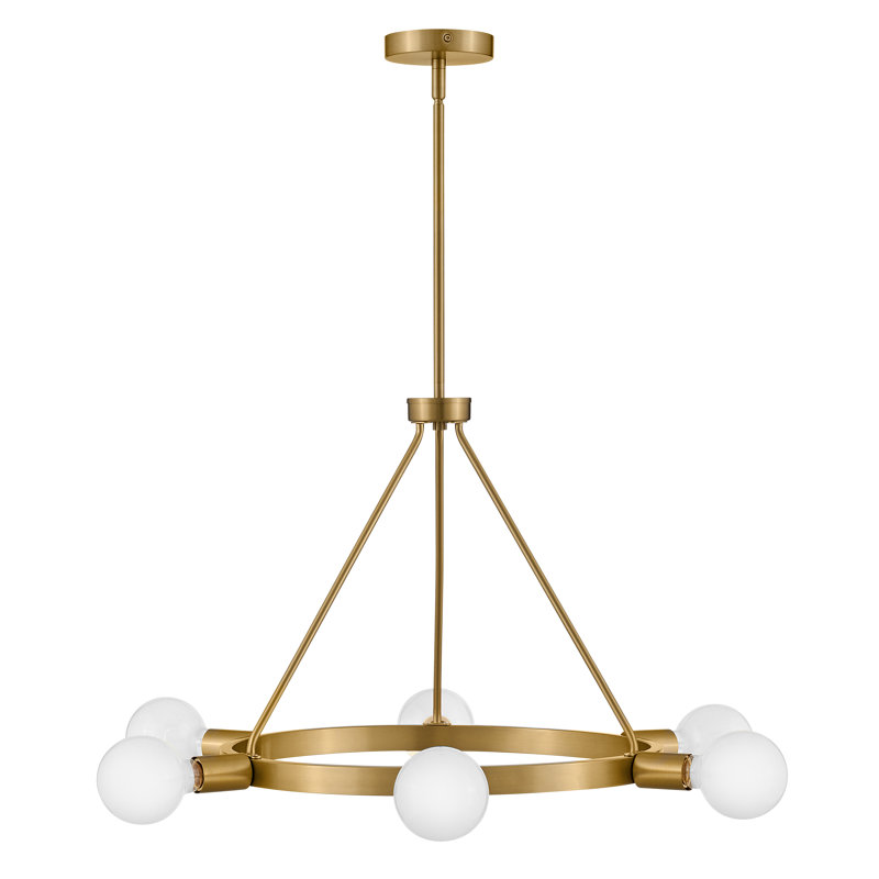 Chianti 6 - Light Wagon Wheel Chandelier, Lacquered Brass