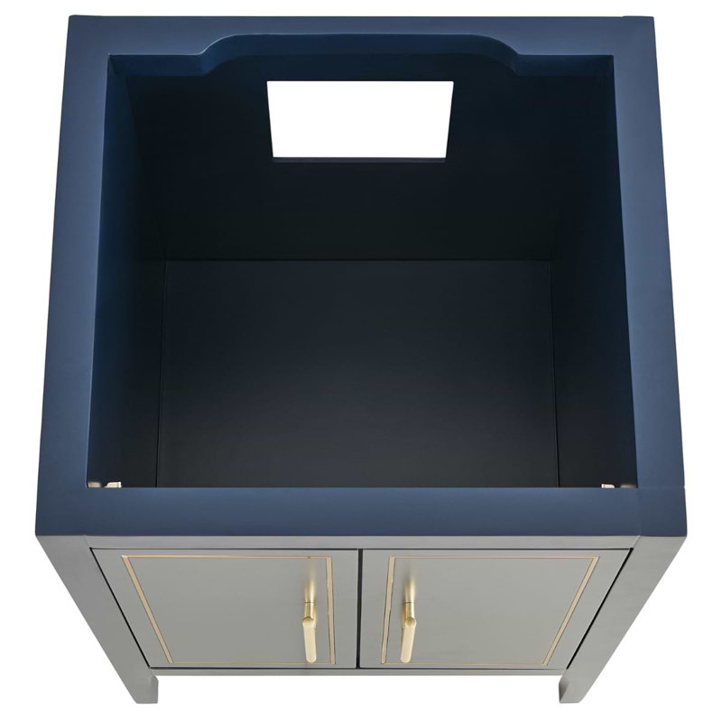 Province 24" Freestanding Standard Single Bathroom Vanity with Top, Navy/Gold, Gold Zinc Alloy