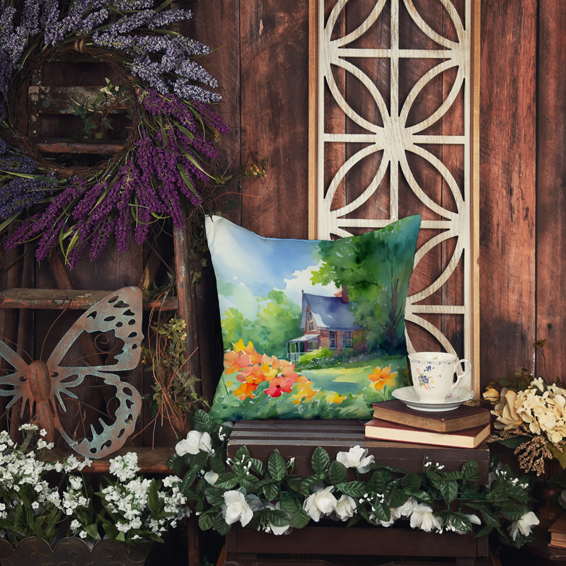 Coussin décoratif aquarelle Massachusetts, Carré 14 po
