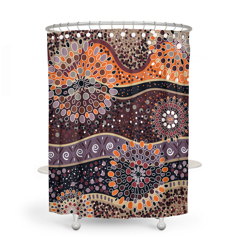 Shower Curtain, 93" H x 70" W, Burgundy/Orange