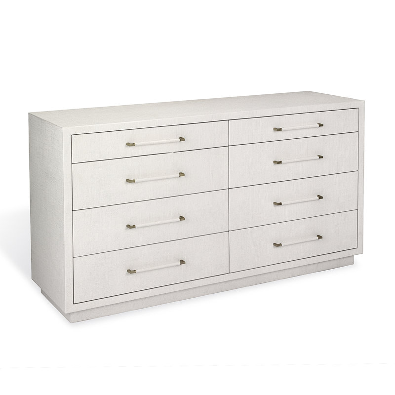 Taylor Solid Wood 60 " W 8 - Drawer Dresser, Natural White/Champagne Silver