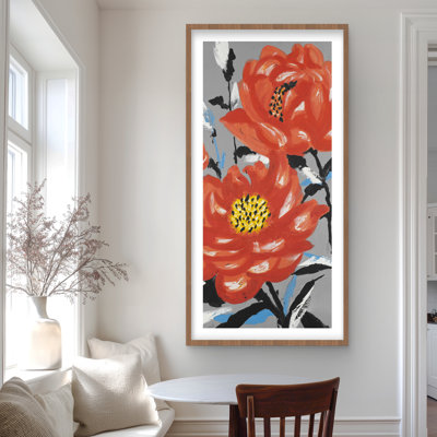 Trois fleurs roses - reproduction encadrée pour la décoration intérieure